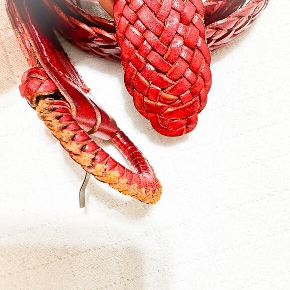 Hunters & Gatherers Real Leather Braided Woven Red Belt Size 28 England - Picture 5 of 5